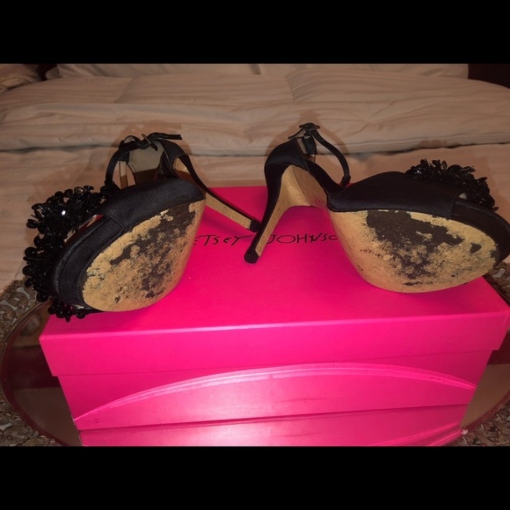 Betsey Johnson Black Satin Pumps with Sequins - Picture 8 of 8